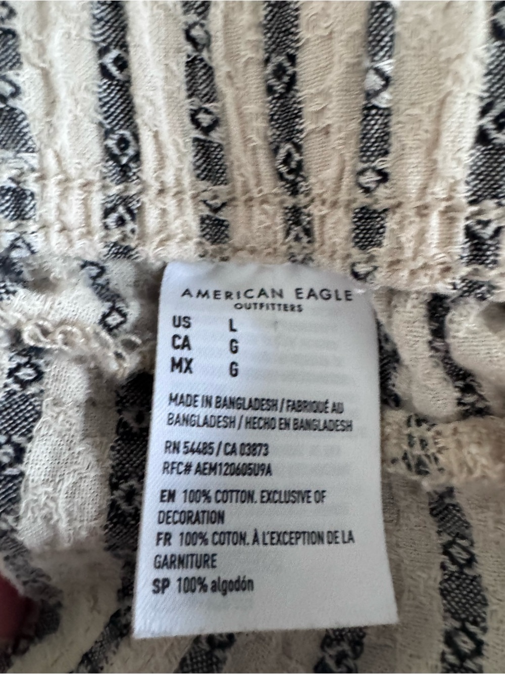 American Eagle Outfitters Cream and Black Striped Drawstring Linen Pants - Picture 4 of 4